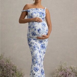 Floral Off-Shoulder Maternity Dress